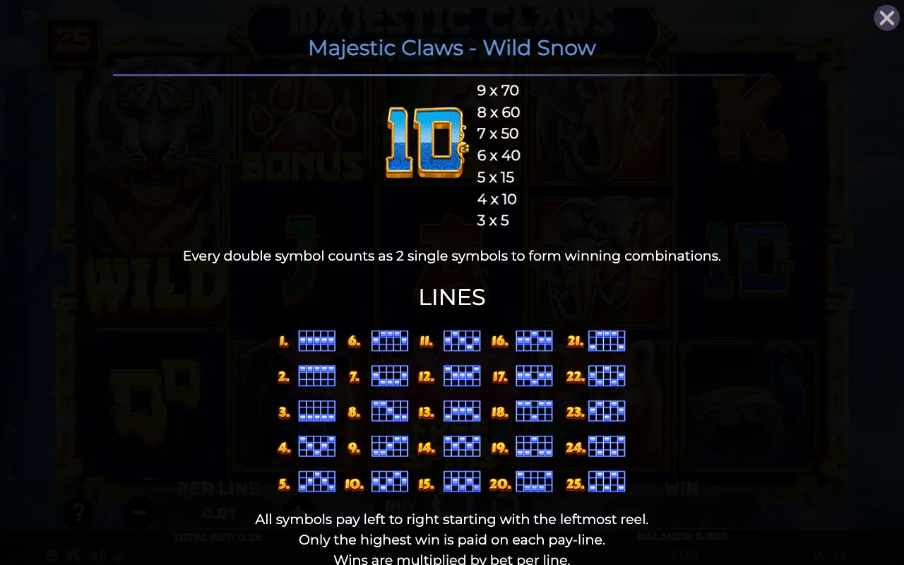 Game rules, page 6 — Majestic Claws Wild Snow