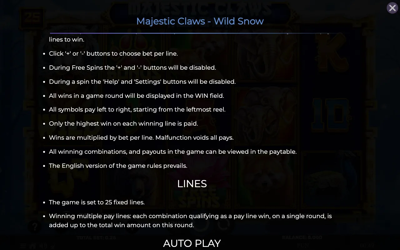 Game rules, page 7 — Majestic Claws Wild Snow