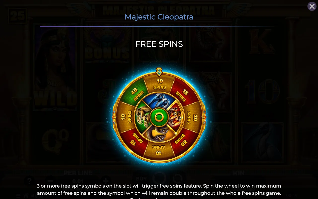 Free spins — Majestic Cleopatra