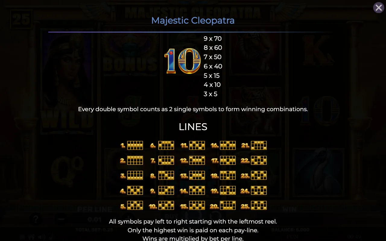 Game rules, page 6 — Majestic Cleopatra