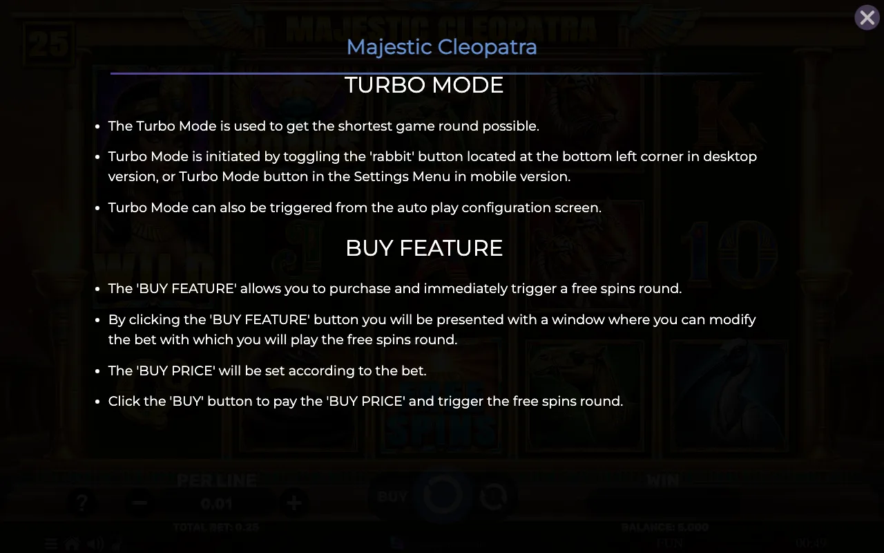 Game rules, page 8 — Majestic Cleopatra