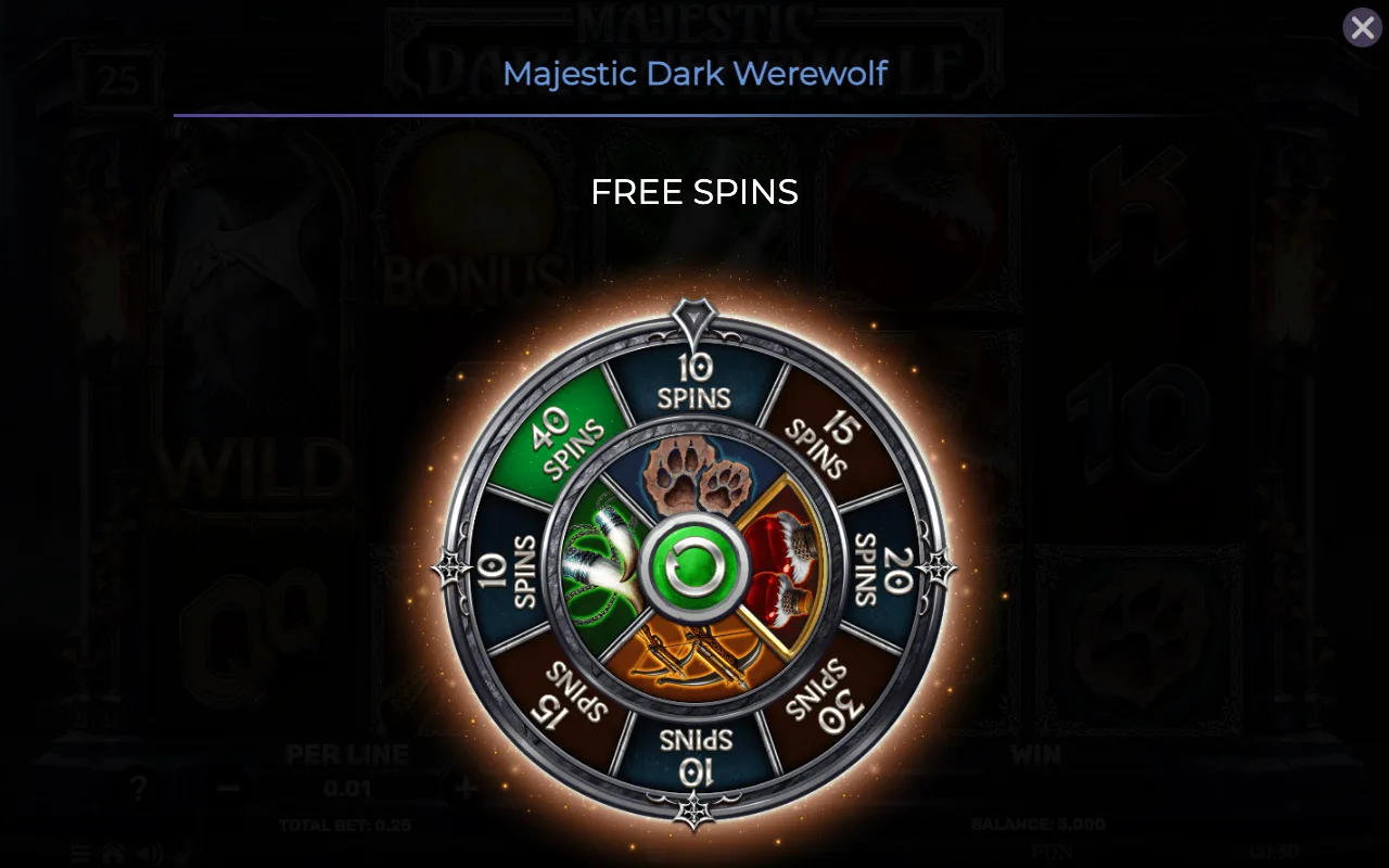 Free spins — Majestic Dark Werewolf