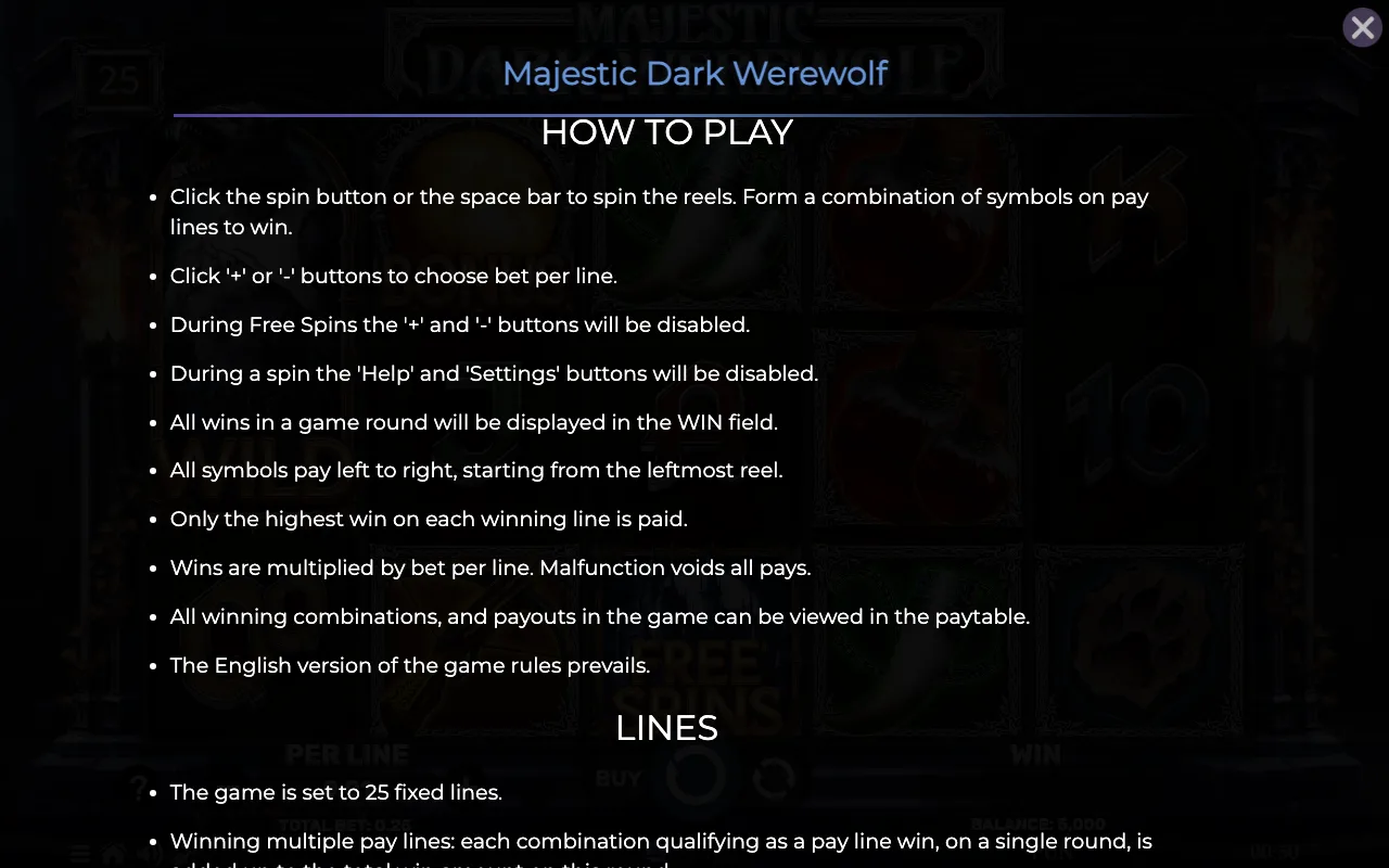 How to play — Majestic Dark Werewolf