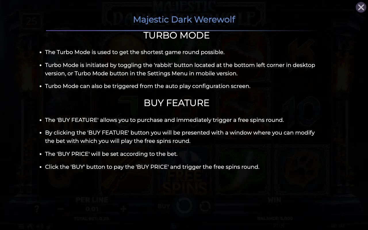Game rules, page 8 — Majestic Dark Werewolf