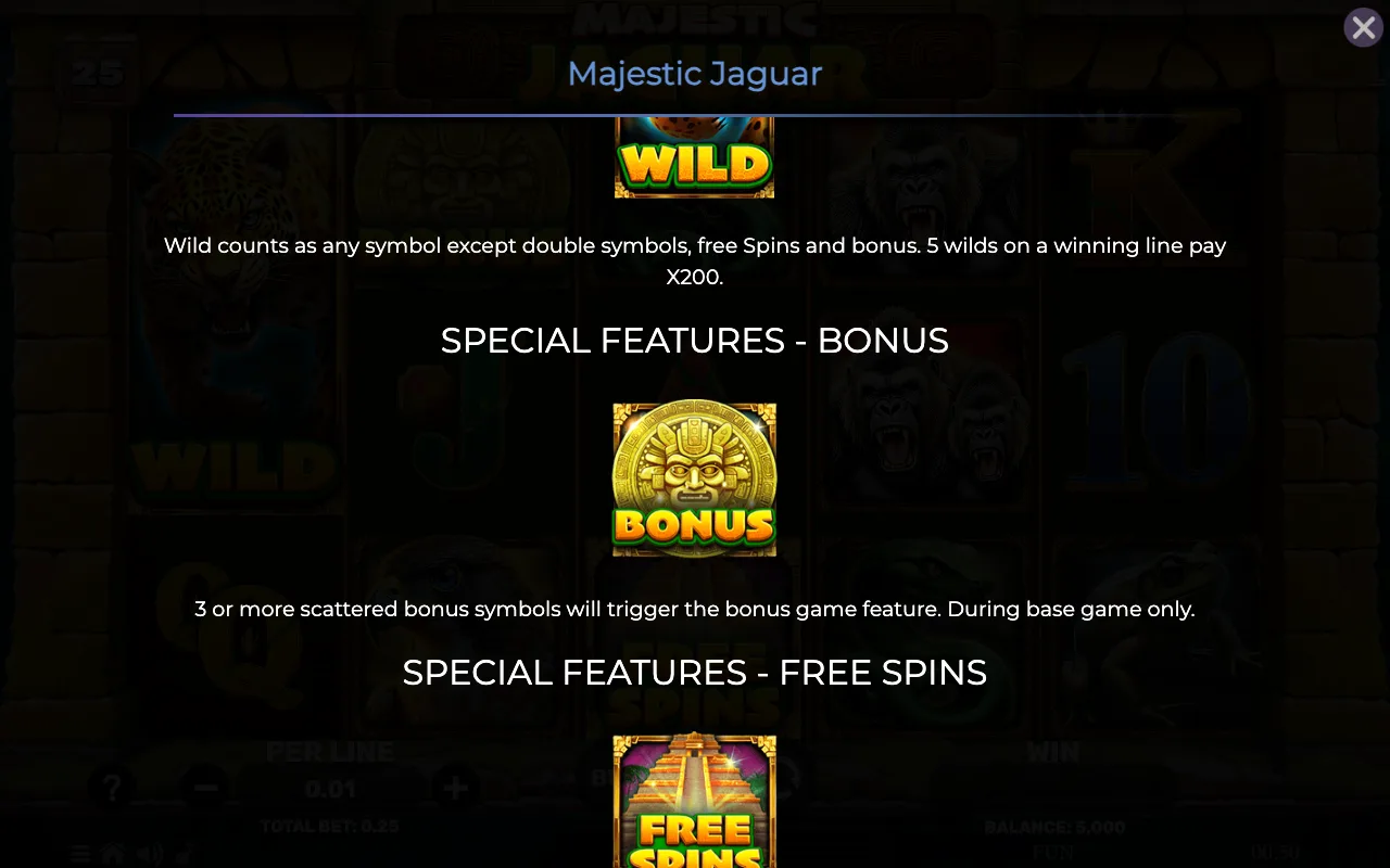 Special features - bonus — Majestic Jaguar