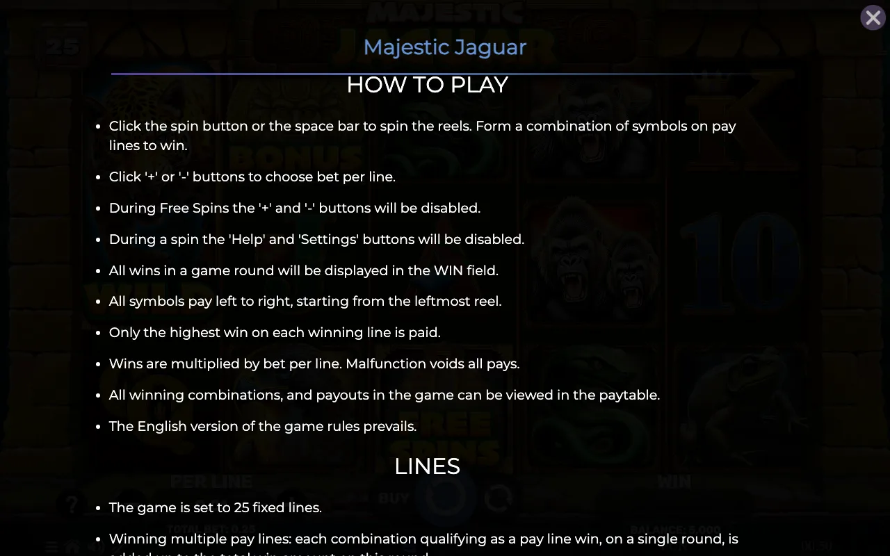 Game rules, page 7 — Majestic Jaguar
