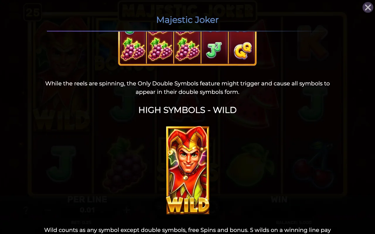 High symbols - wild — Majestic Joker