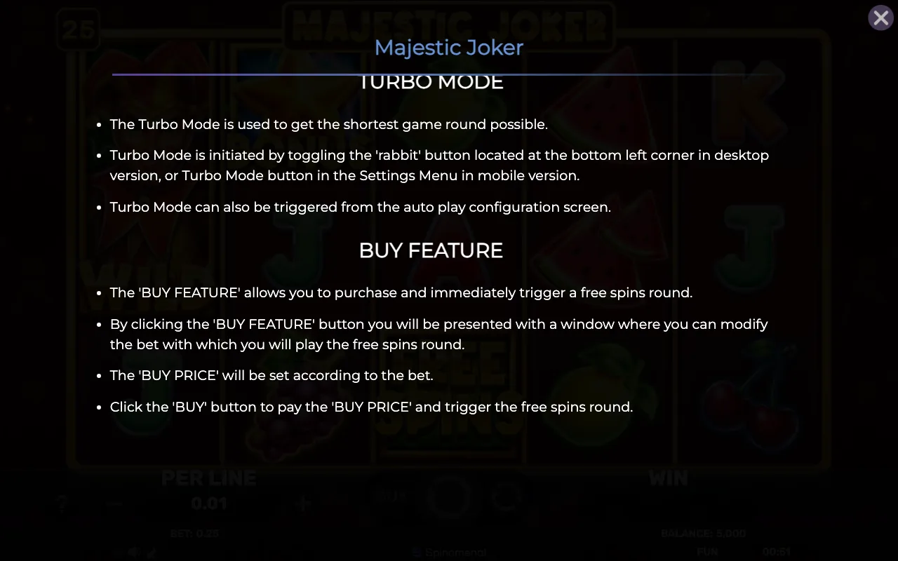Game rules, page 8 — Majestic Joker