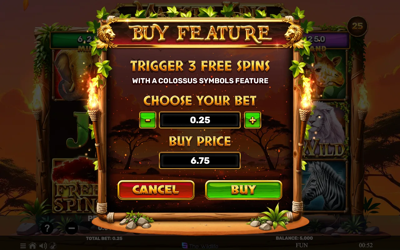 Buying the feature — Majestic King Hold Hit