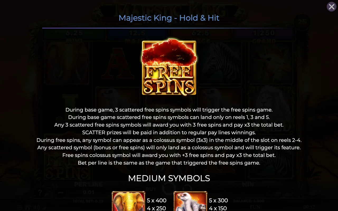 Game rules, page 3 — Majestic King Hold Hit