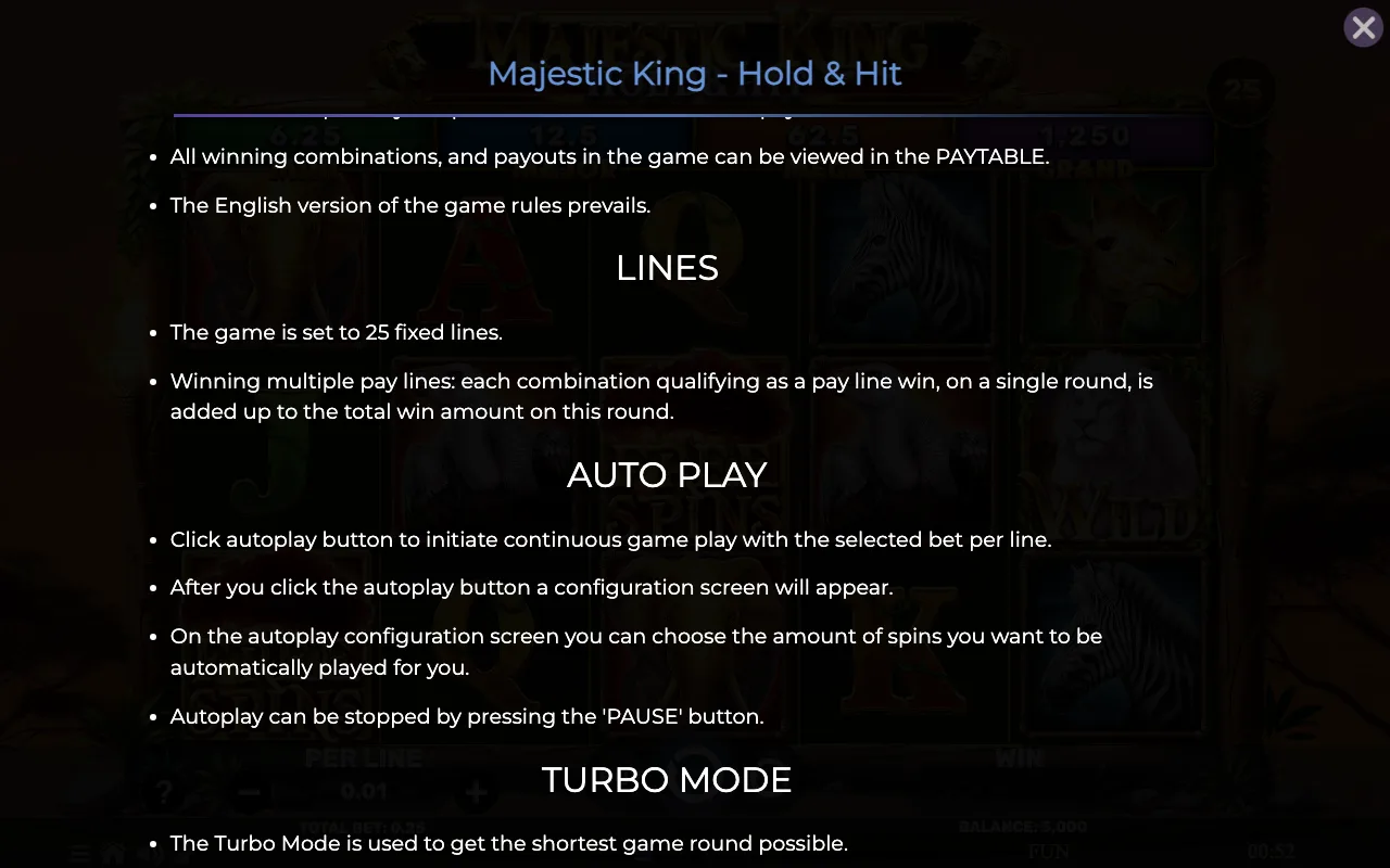 Lines — Majestic King Hold Hit