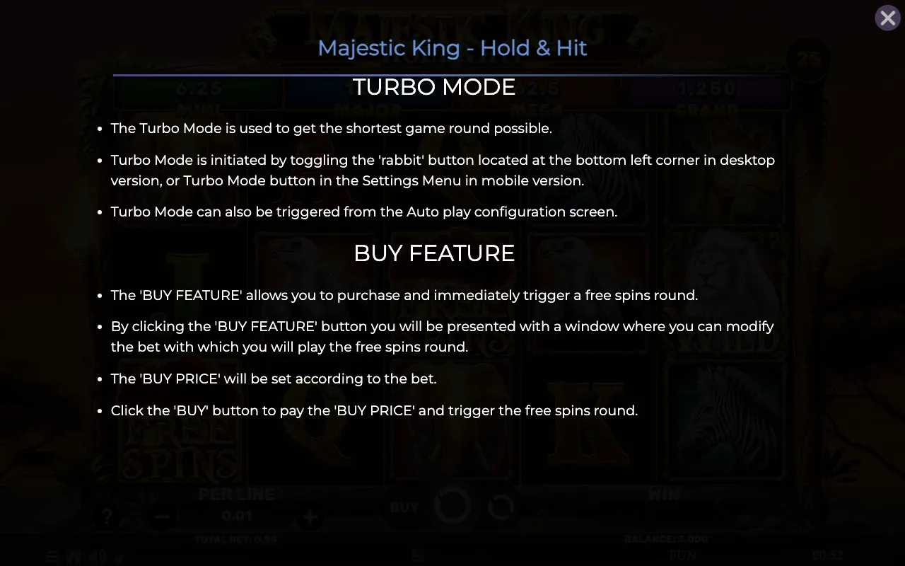 Game rules, page 8 — Majestic King Hold Hit