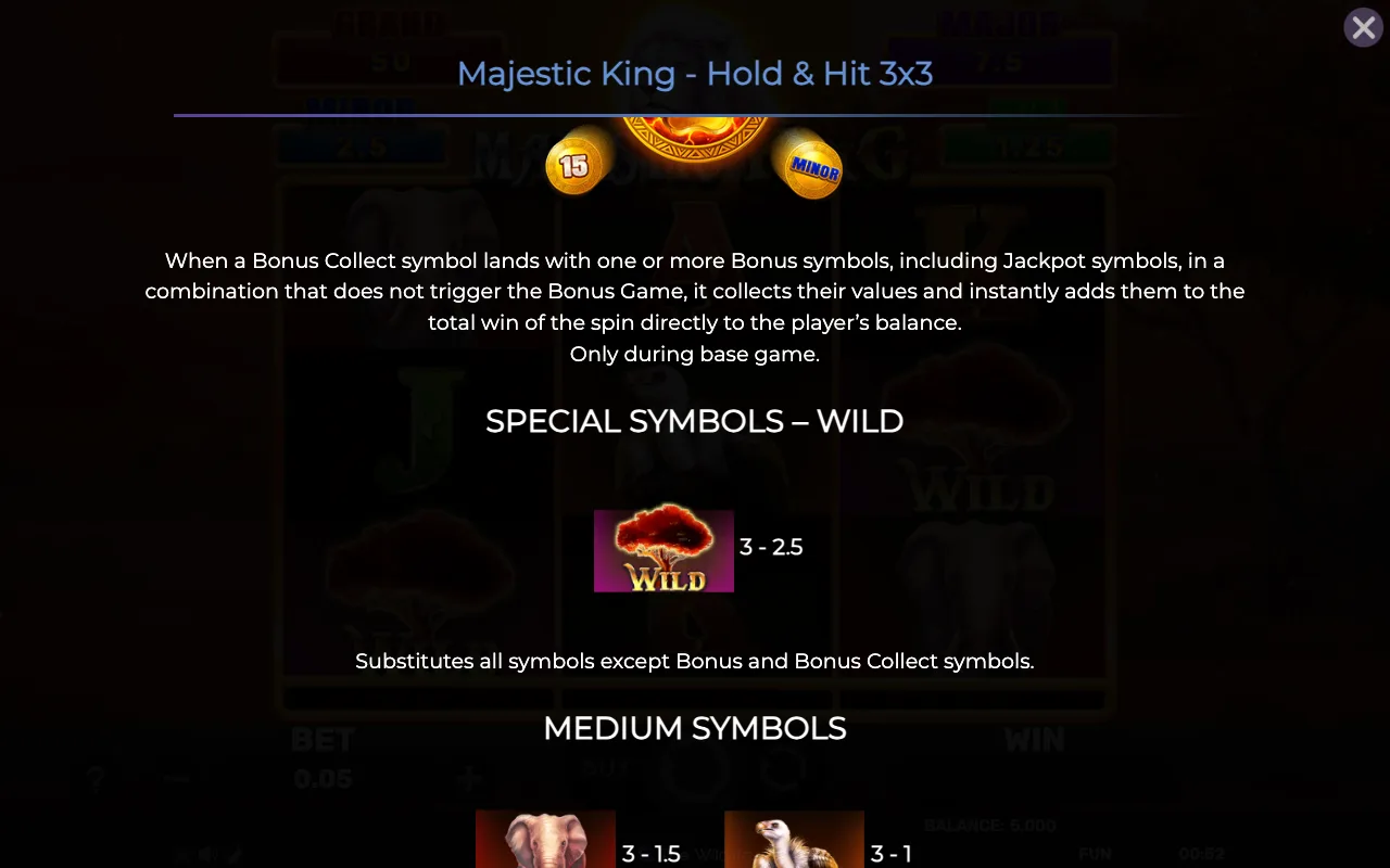 Special symbols - wild — Majestic King Holdhit 3x3