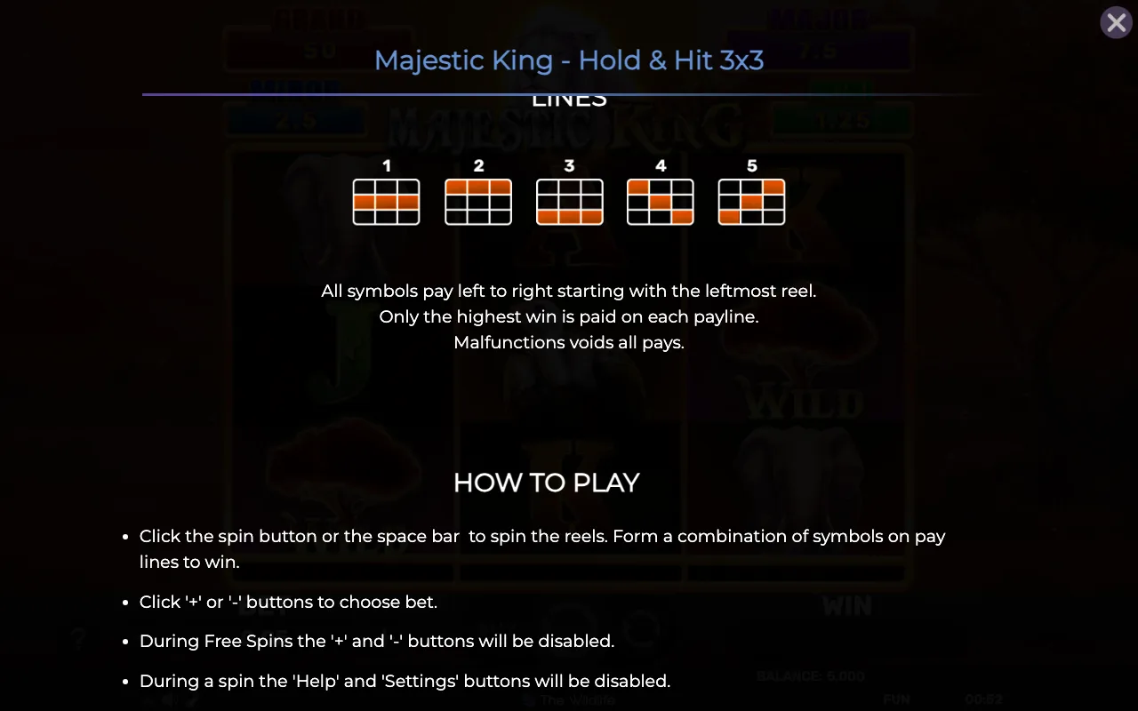 Game rules, page 6 — Majestic King Holdhit 3x3