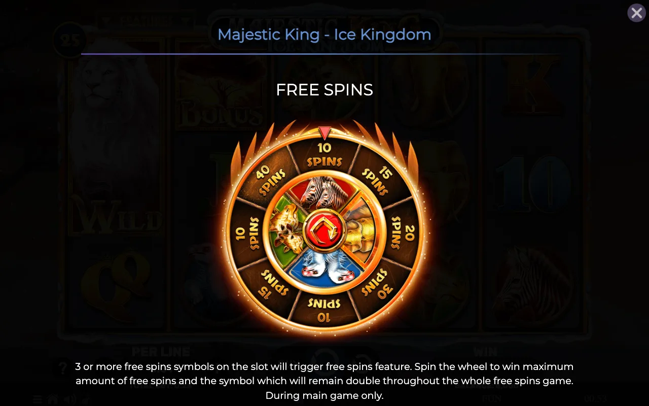 Free spins — Majestic King Ice Kingdom
