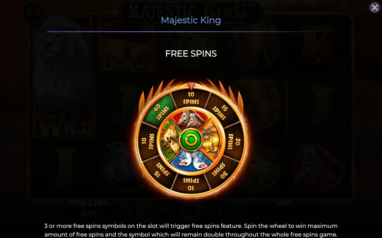 Free spins — Majestic King