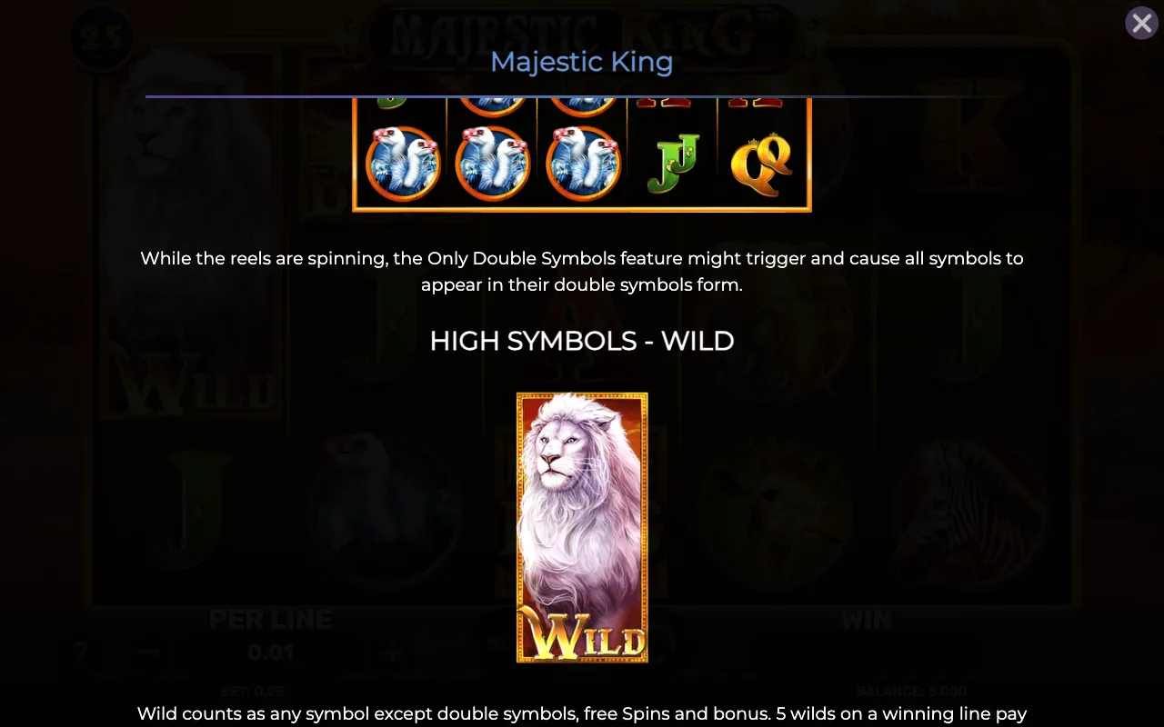 High symbols - wild — Majestic King