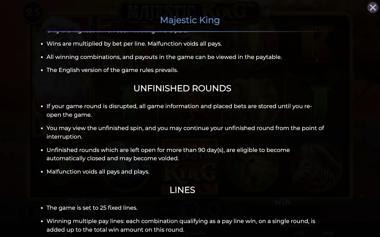 Game rules, page 7 — Majestic King