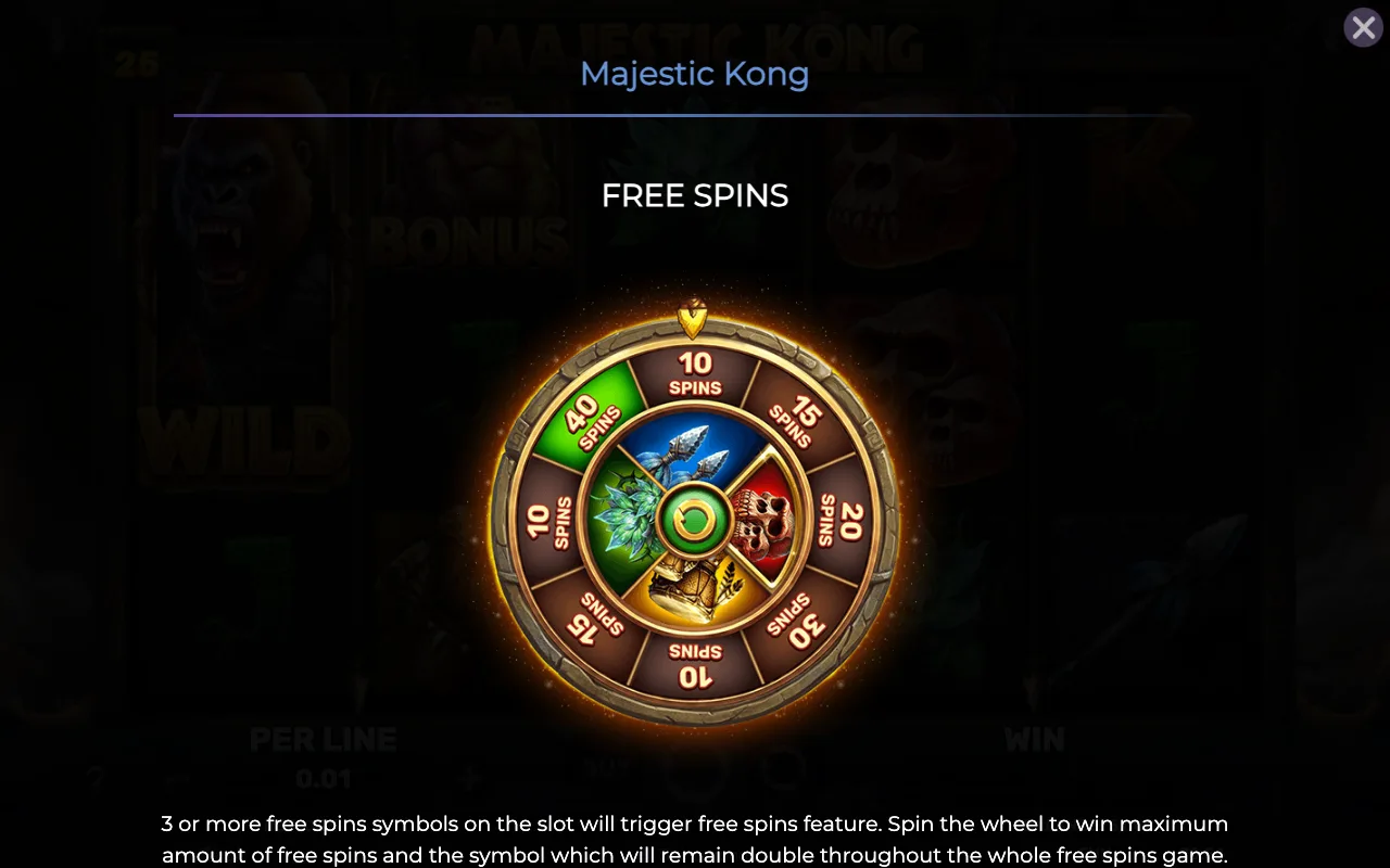 Free spins — Majestic Kong