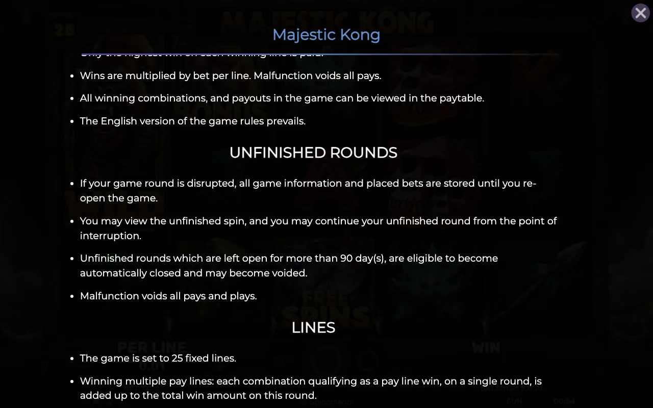 Game rules, page 7 — Majestic Kong