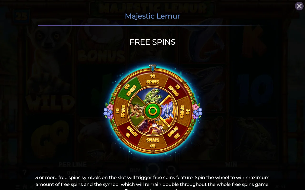 Free spins — Majestic Lemur