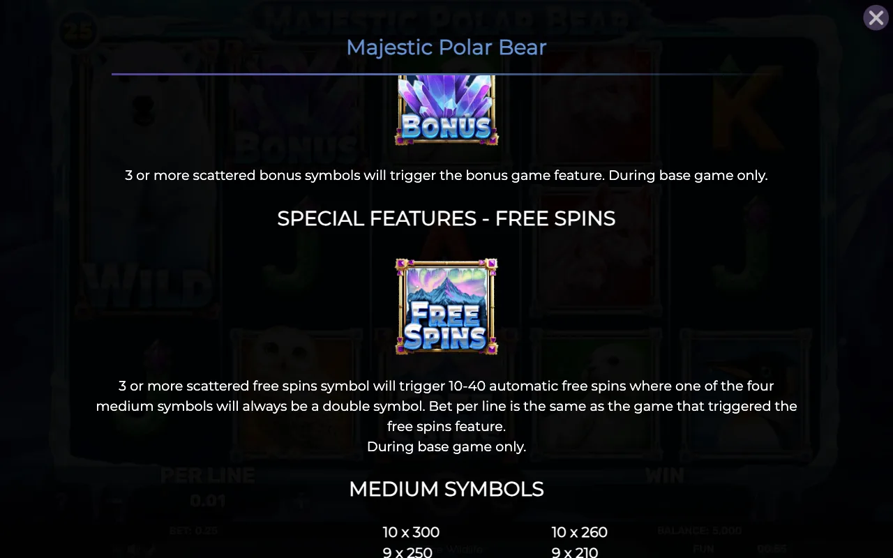Special features - free spins — Majestic Polar Bear