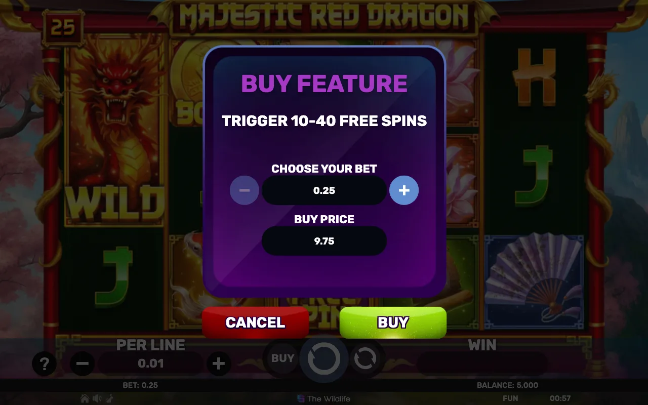 Buying the feature — Majestic Red Dragon