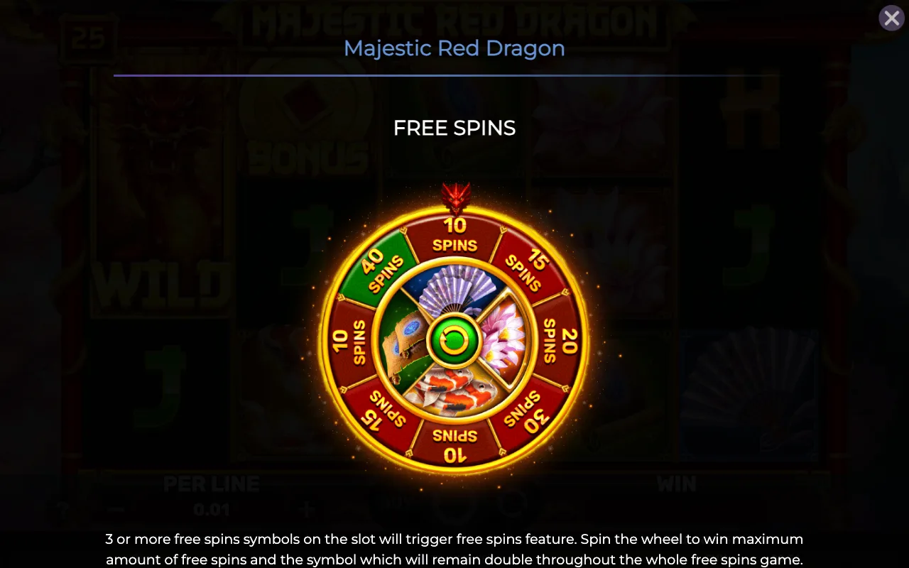 Free spins — Majestic Red Dragon