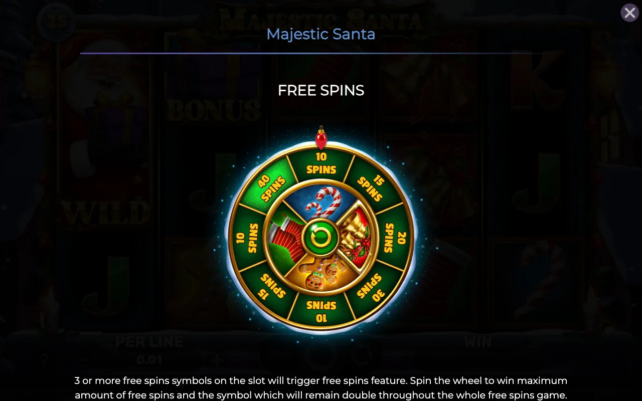 Free spins — Majestic Santa