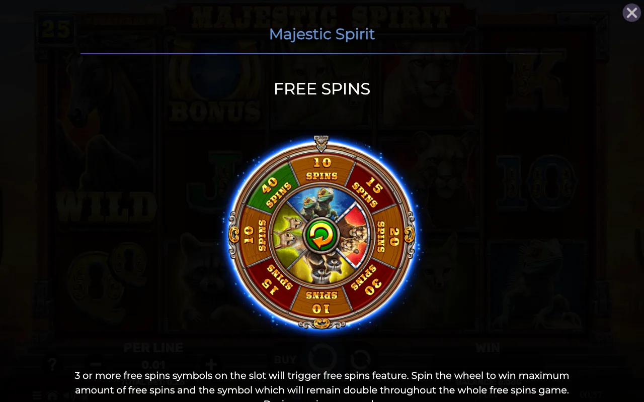 Free spins — Majestic Spirit
