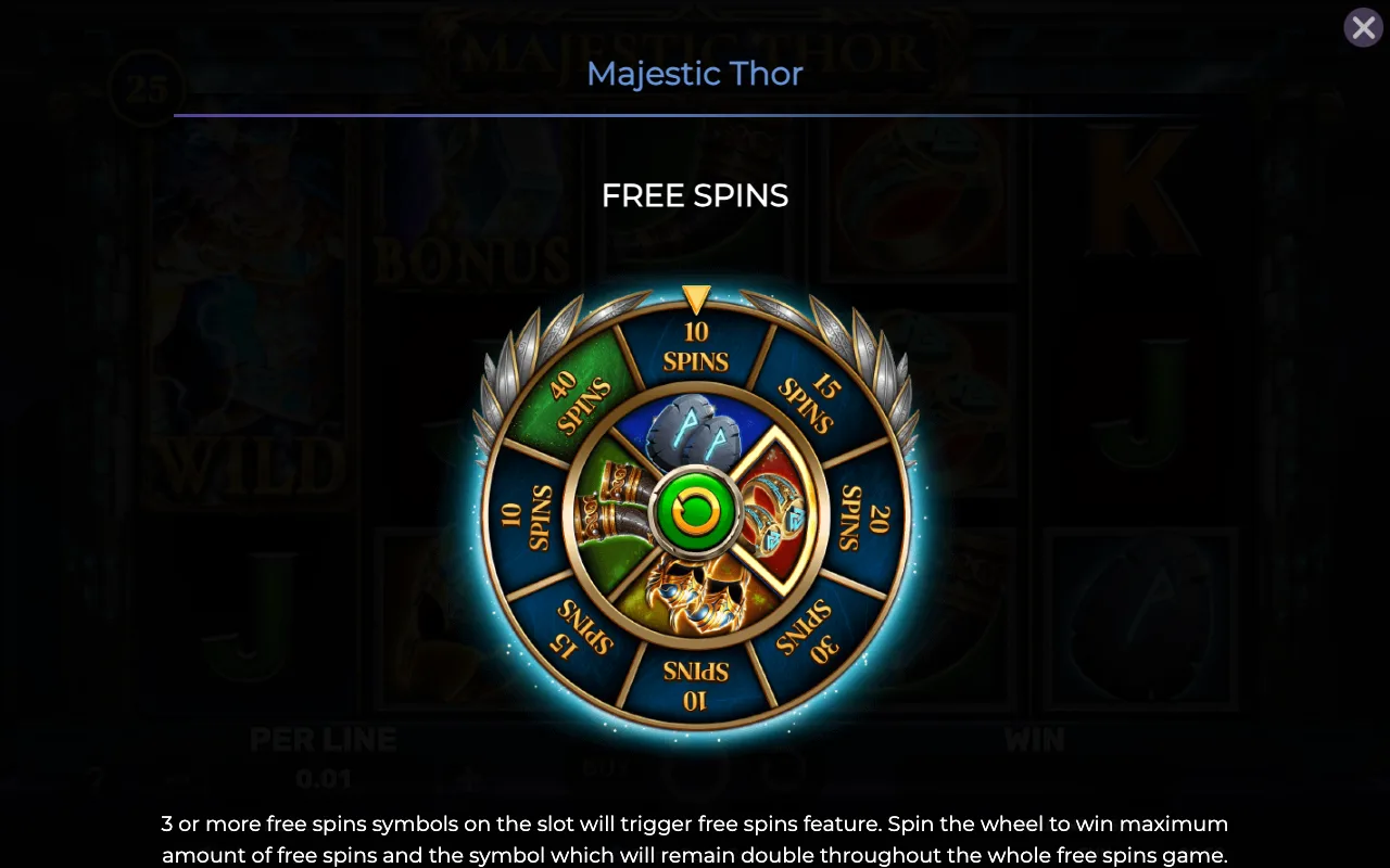 Free spins — Majestic Thor