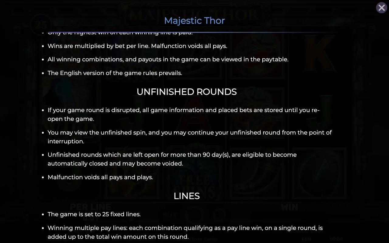 Game rules, page 7 — Majestic Thor