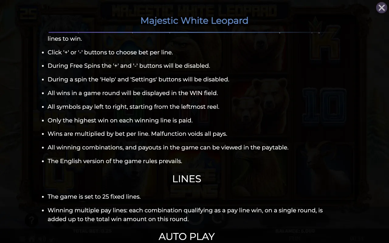 Game rules, page 7 — Majestic White Leopard