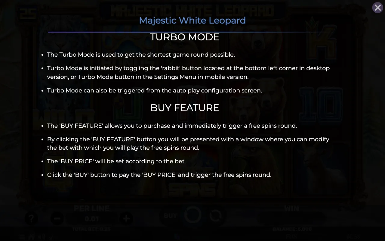 Game rules, page 8 — Majestic White Leopard