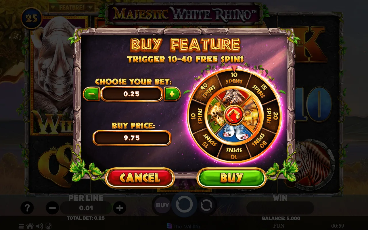 Buying the feature — Majestic White Rhino