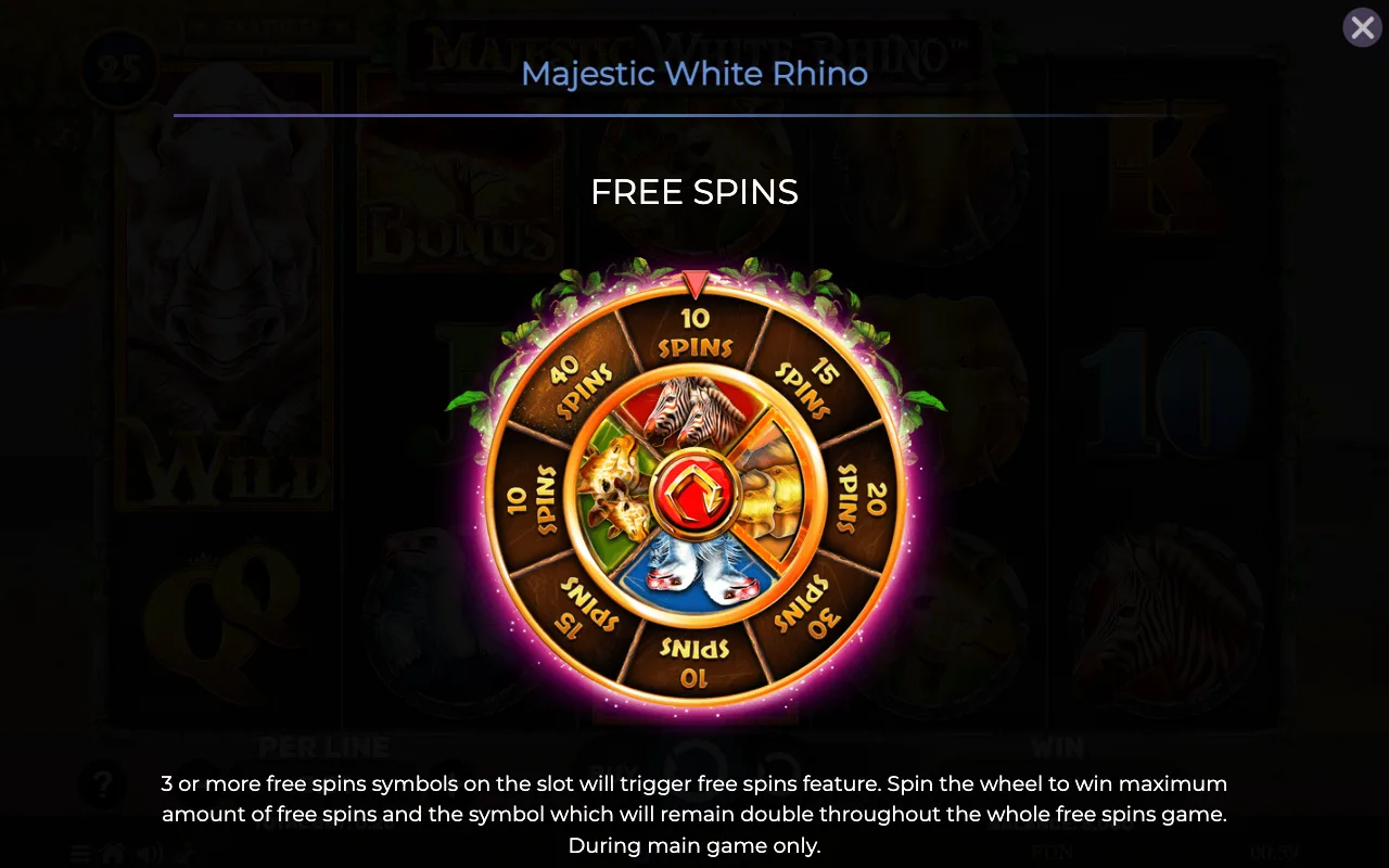 Free spins — Majestic White Rhino