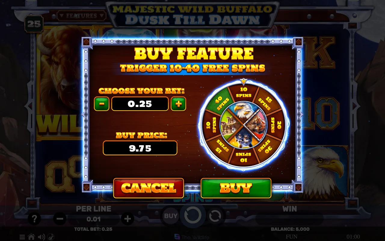 Buying the feature — Majestic Wild Buffalo Dusk Till Dawn