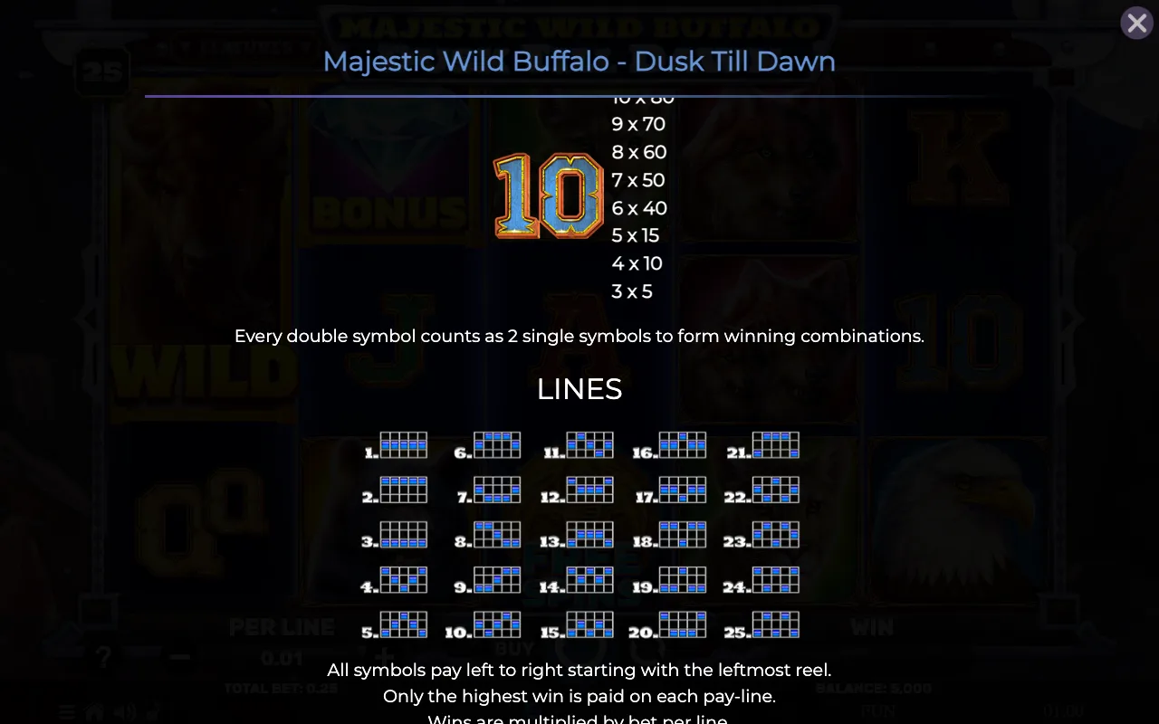 Game rules, page 6 — Majestic Wild Buffalo Dusk Till Dawn