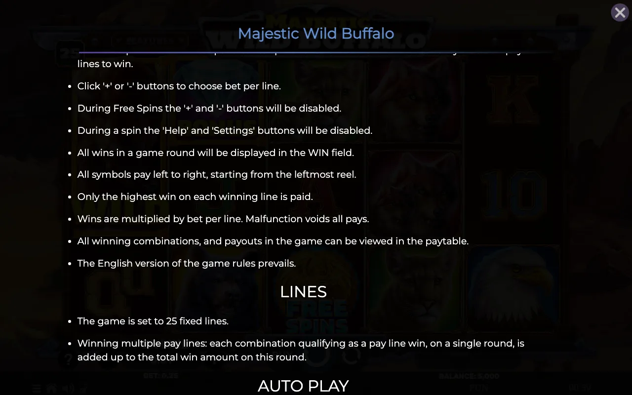 Game rules, page 7 — Majestic Wild Buffalo