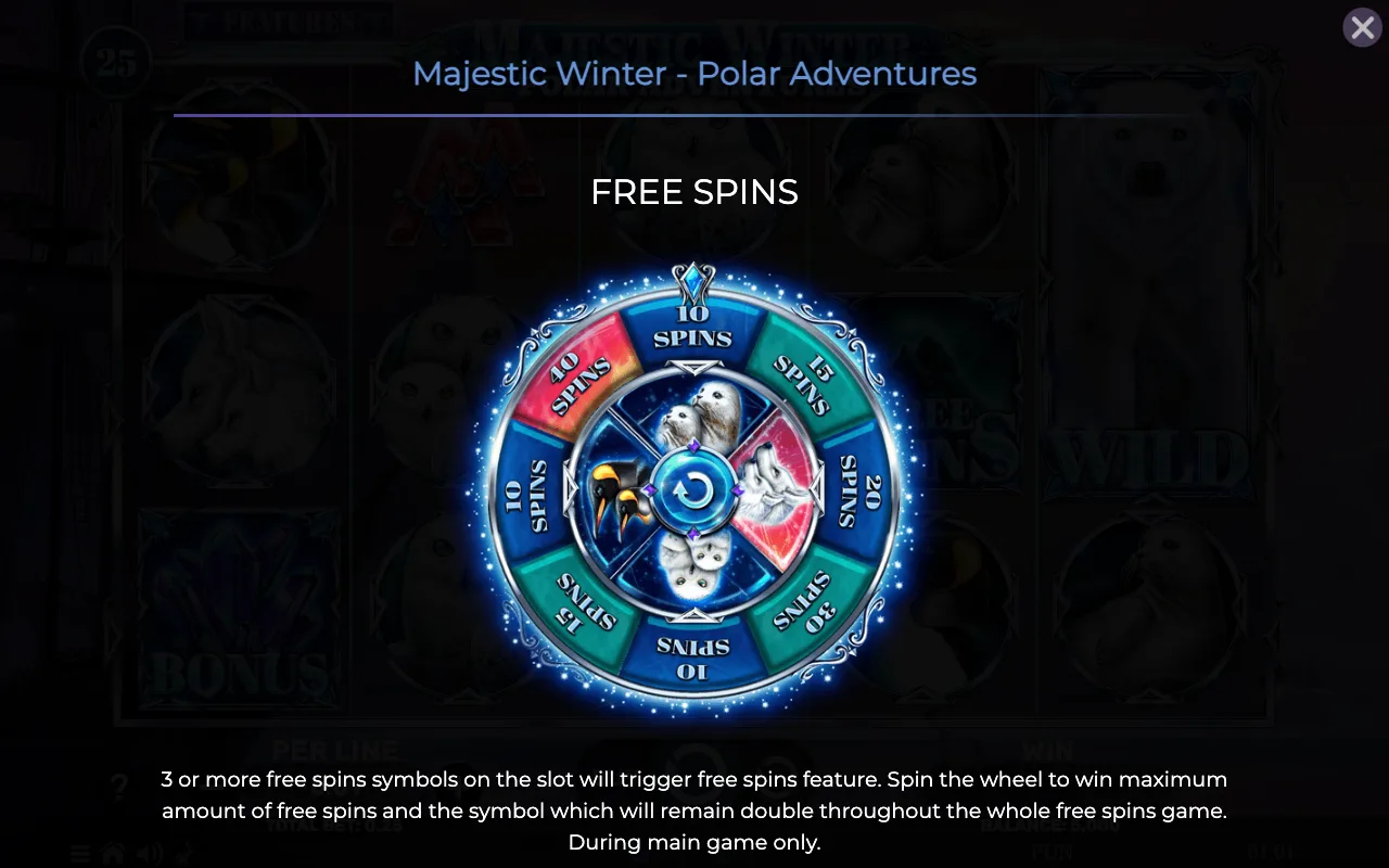Free spins — Majestic Winter Polar Adventures