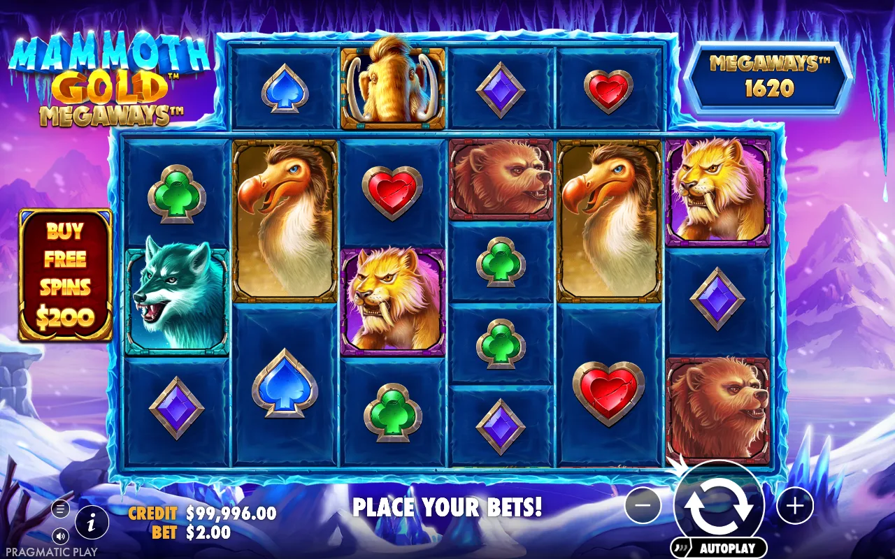The base game — Mammoth Gold Megaways