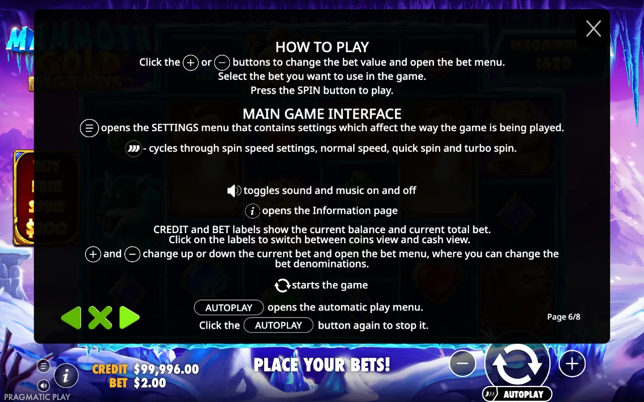 How to play — Mammoth Gold Megaways
