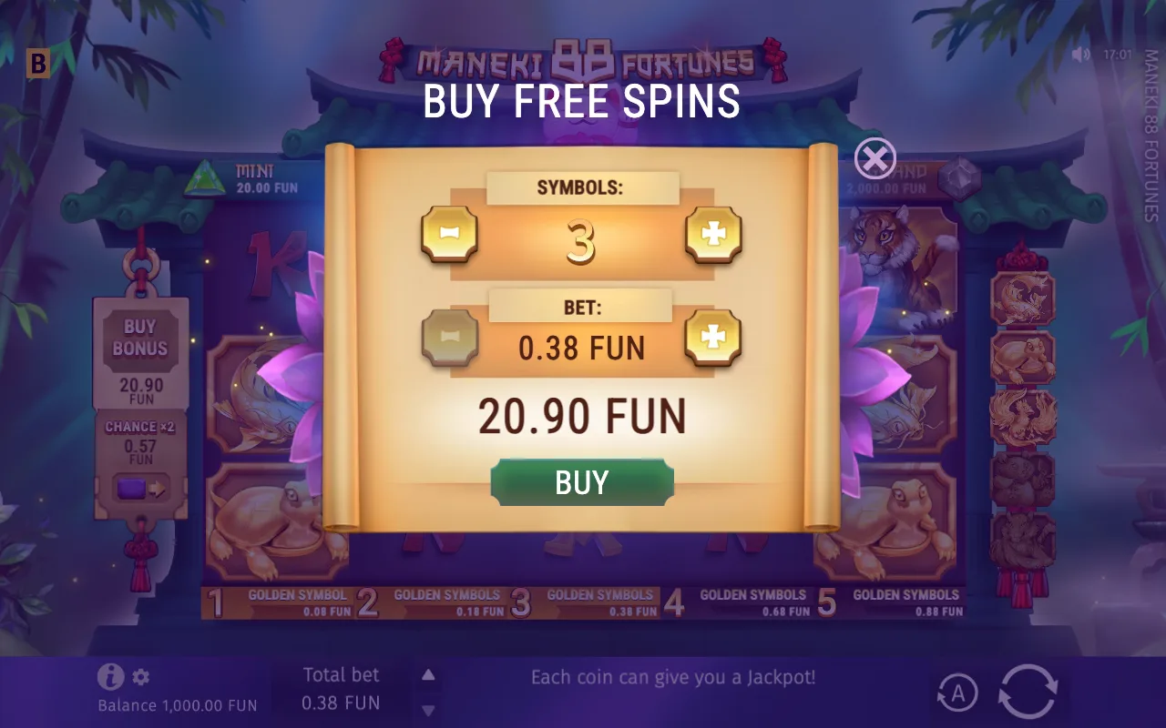 Buying the feature — Maneki 88 Fortunes