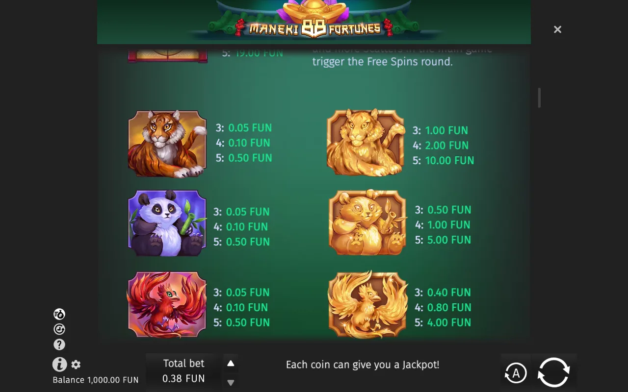 Game rules, page 2 — Maneki 88 Fortunes