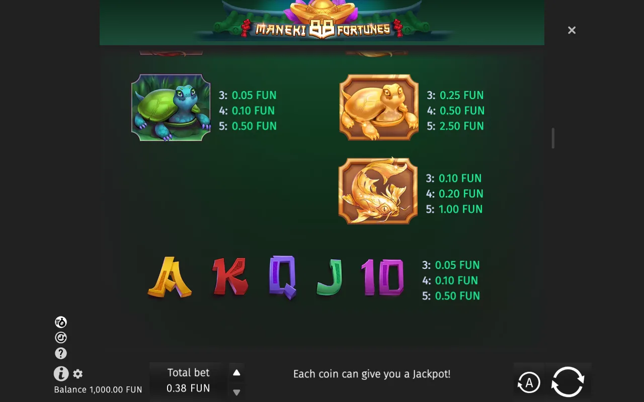 Game rules, page 3 — Maneki 88 Fortunes