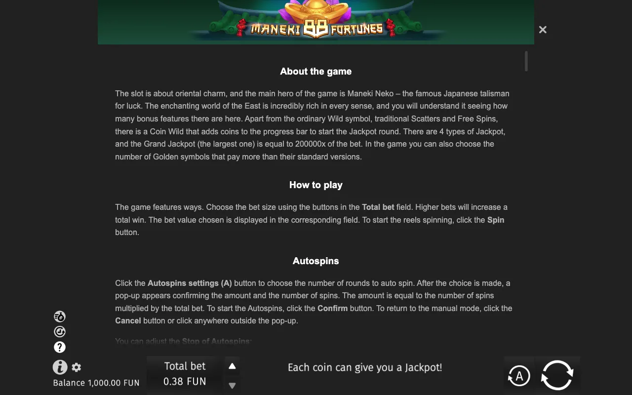 Game rules, page 6 — Maneki 88 Fortunes