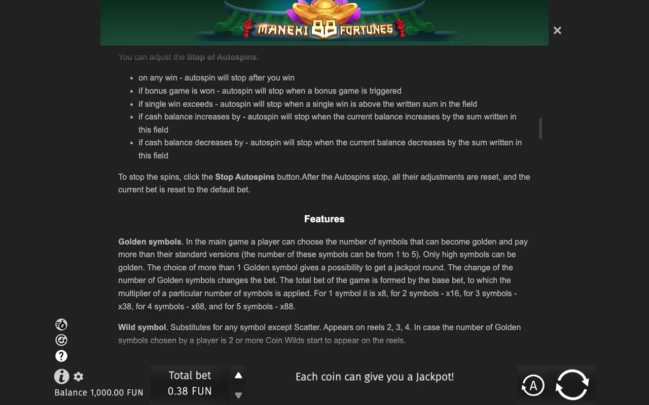Game rules, page 7 — Maneki 88 Fortunes
