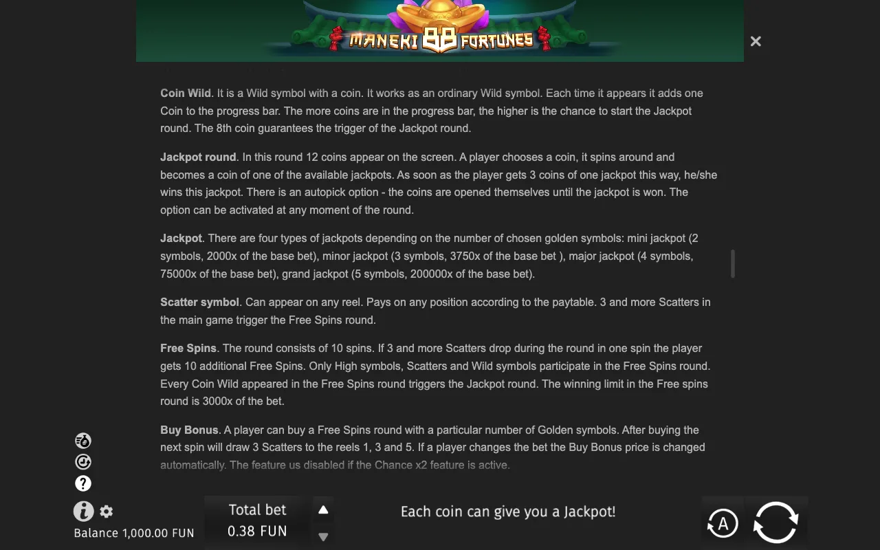 Game rules, page 8 — Maneki 88 Fortunes