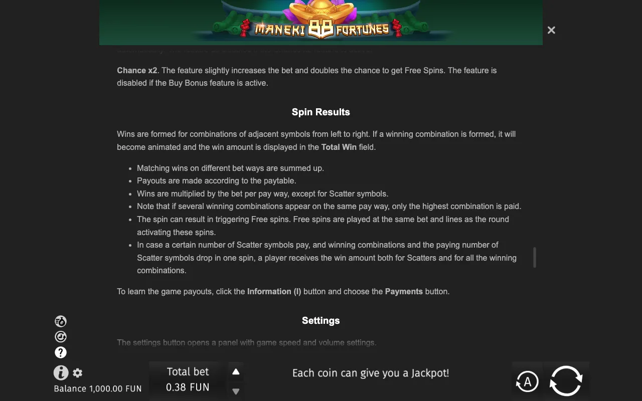 Game rules, page 9 — Maneki 88 Fortunes