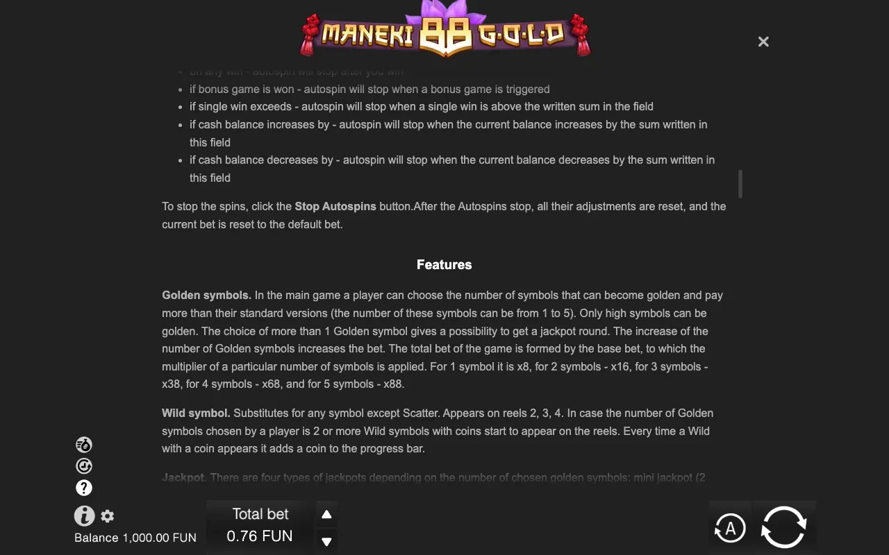 Game rules, page 7 — Maneki 88 Gold